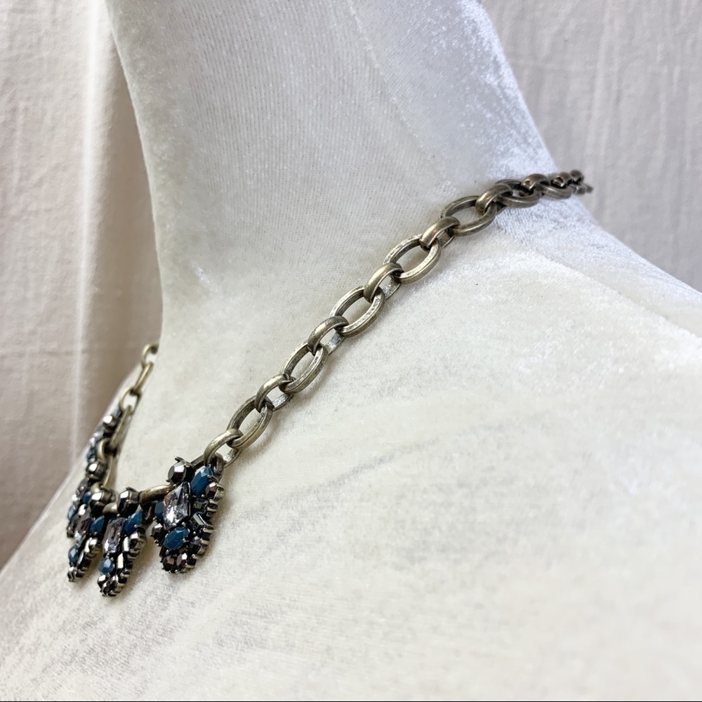 Loft Blue Gemstone Cluster Statement Necklace - image 2